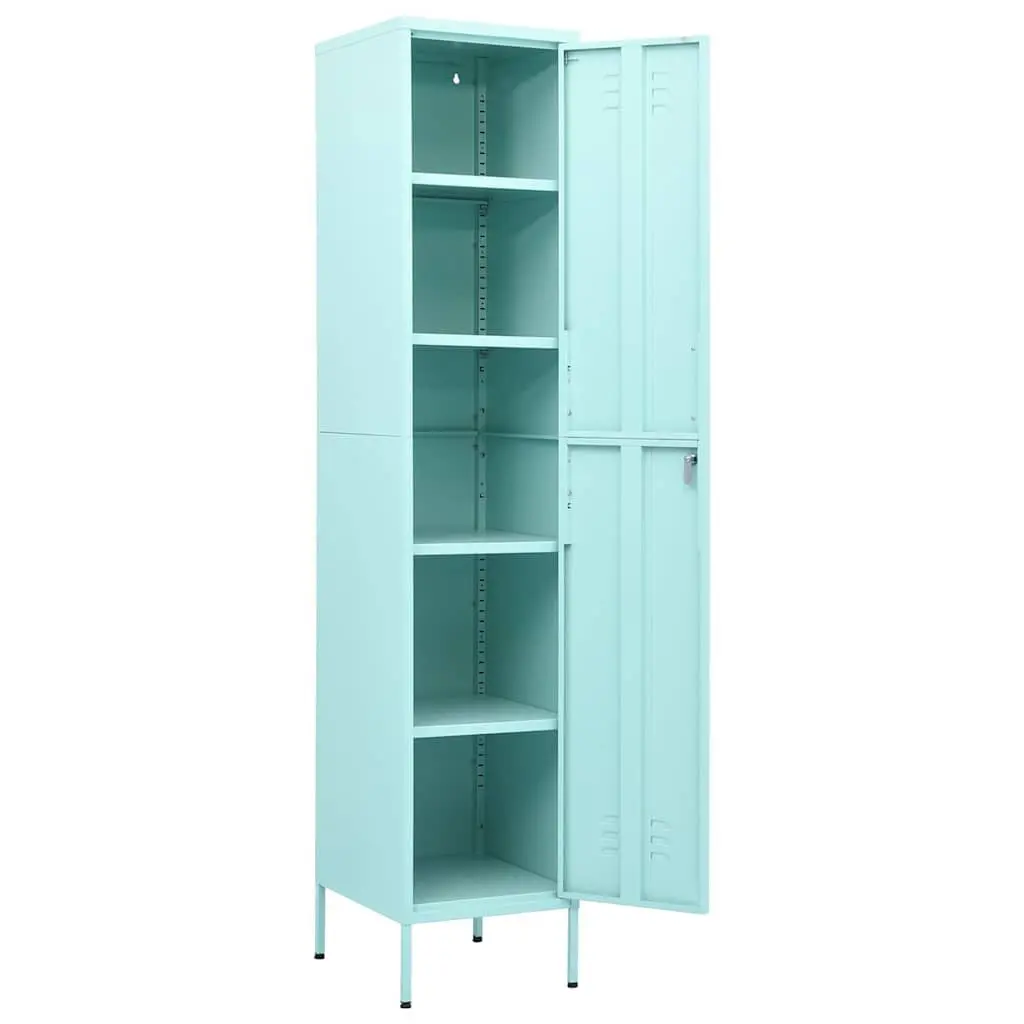 Steel Storage Cabinet Green Adjustable Shelving 4 Shelves Locking Office Bedroom 35x46x180cm