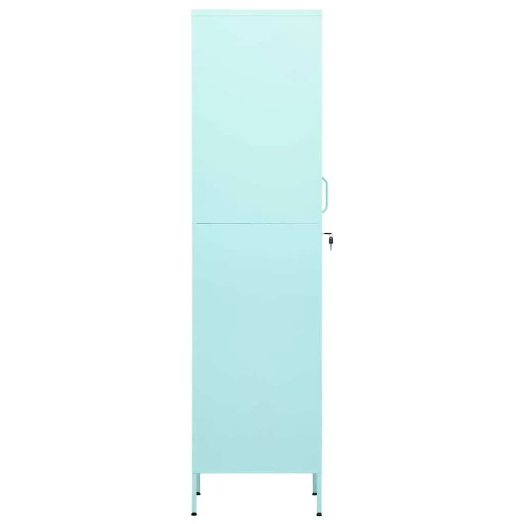 Steel Storage Cabinet Green Adjustable Shelving 4 Shelves Locking Office Bedroom 35x46x180cm