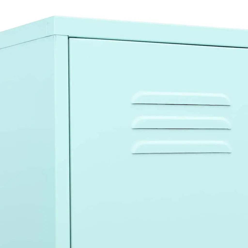 Steel Storage Cabinet Green Adjustable Shelving 4 Shelves Locking Office Bedroom 35x46x180cm