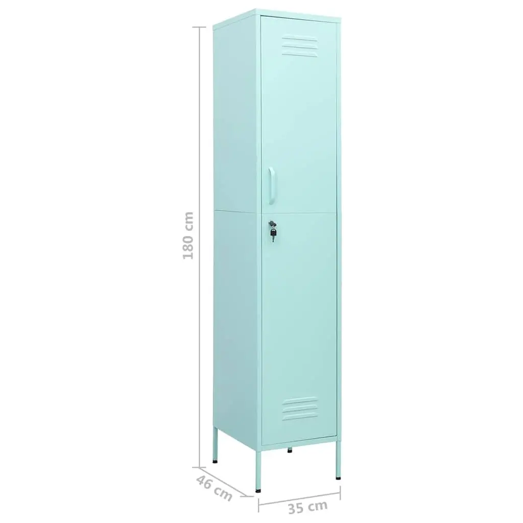 Steel Storage Cabinet Green Adjustable Shelving 4 Shelves Locking Office Bedroom 35x46x180cm