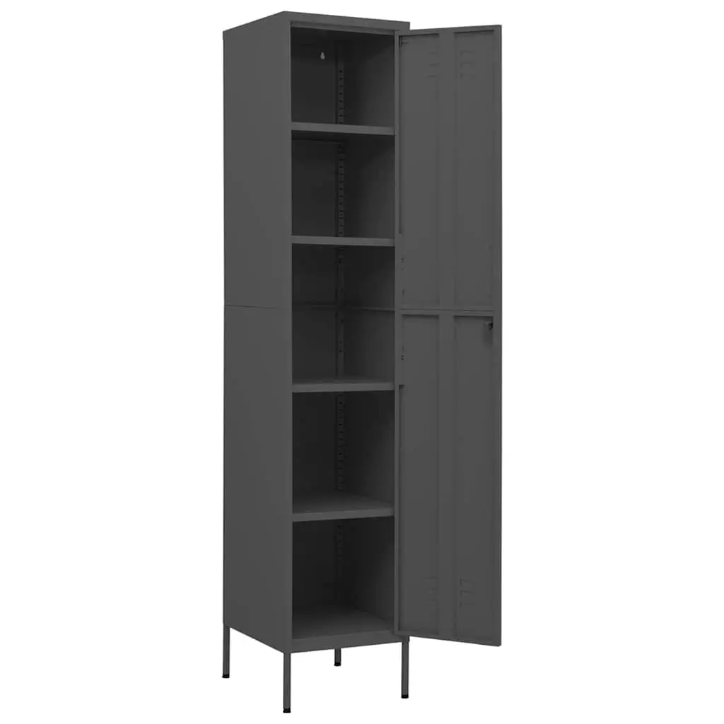 Steel Locker Cabinet Anthracite 4 Adjustable Shelves 35W x 46D x 180H cm
