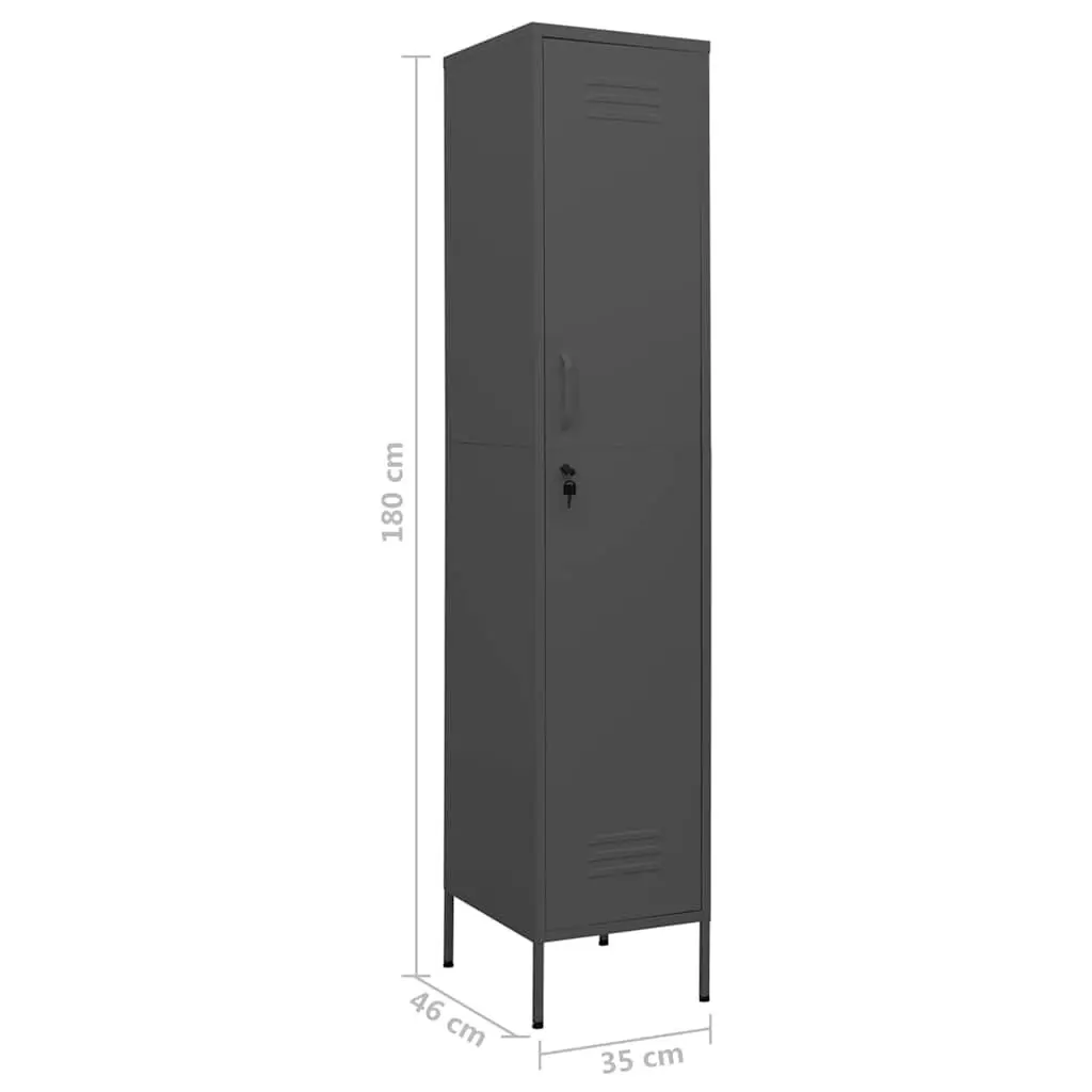 Steel Locker Cabinet Anthracite 4 Adjustable Shelves 35W x 46D x 180H cm
