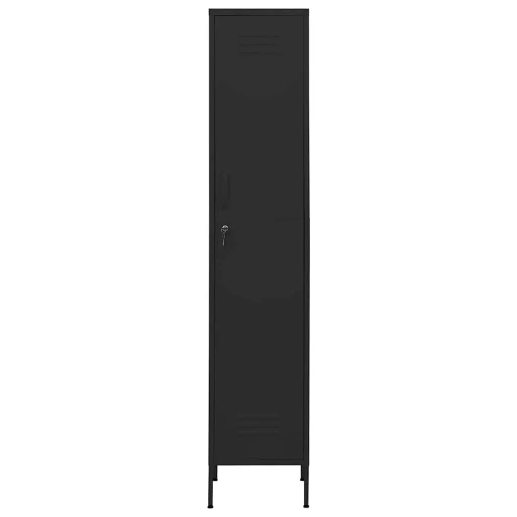 Black Steel Storage Locker Cabinet with 4 Adjustable Shelves and Locking Doors for Home Office or Commercial Use