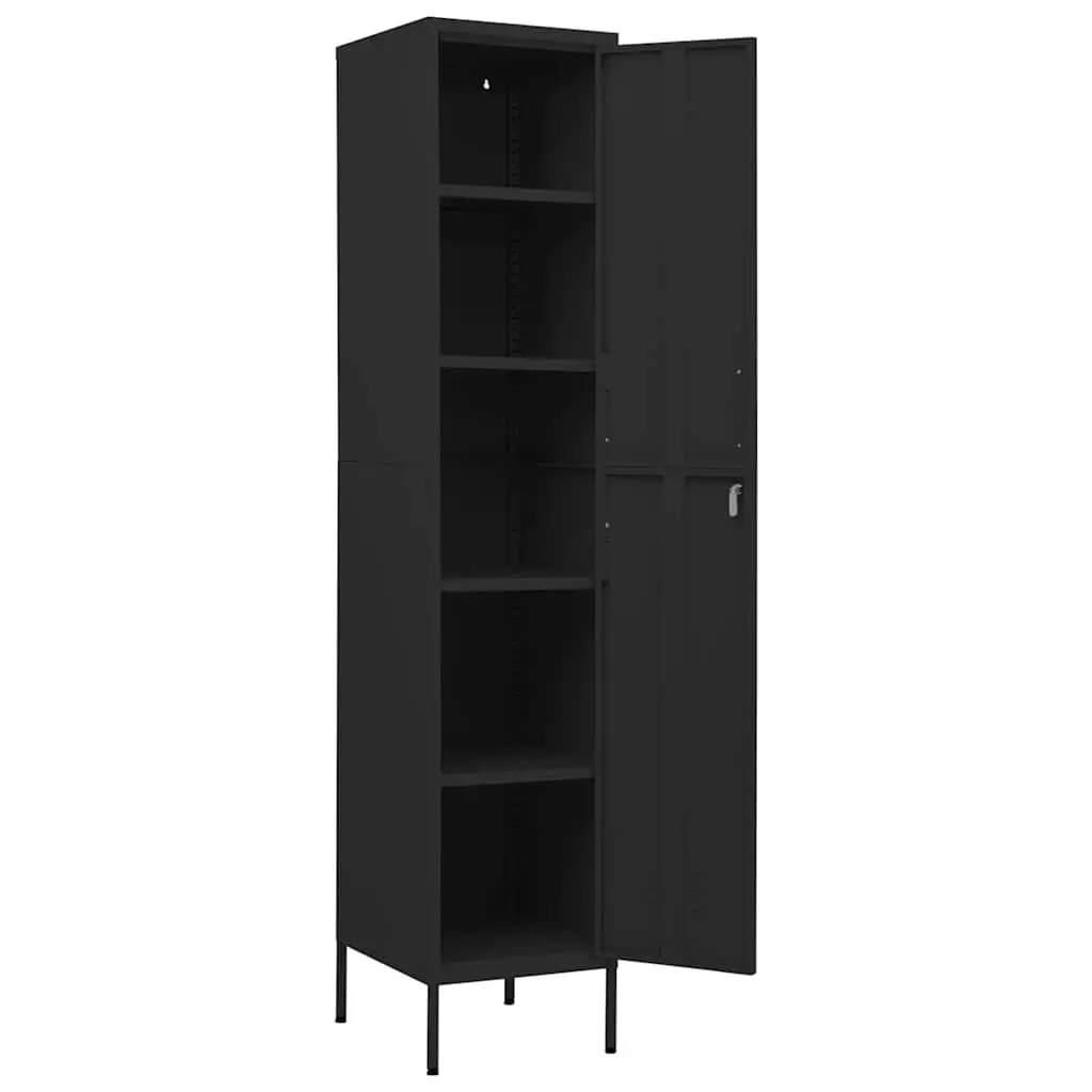 Black Steel Storage Locker Cabinet with 4 Adjustable Shelves and Locking Doors for Home Office or Commercial Use