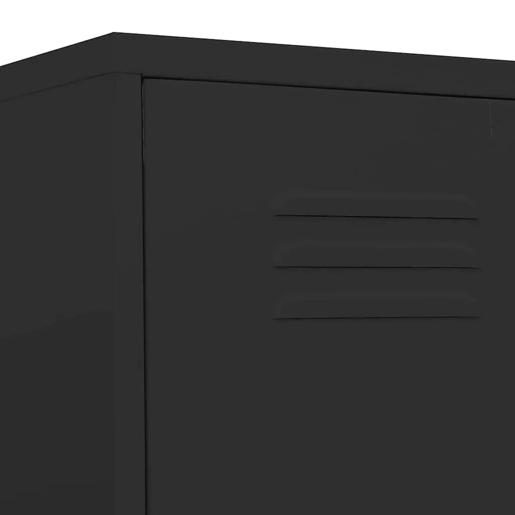 Black Steel Storage Locker Cabinet with 4 Adjustable Shelves and Locking Doors for Home Office or Commercial Use