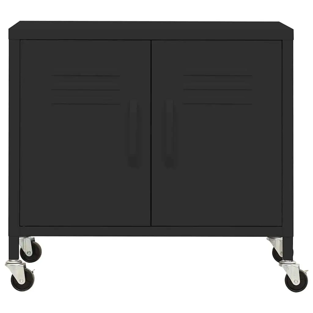 Steel Storage Cabinet 60x35x56cm Black Adjustable Shelf Organizer