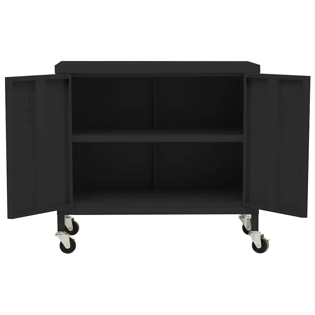 Steel Storage Cabinet 60x35x56cm Black Adjustable Shelf Organizer