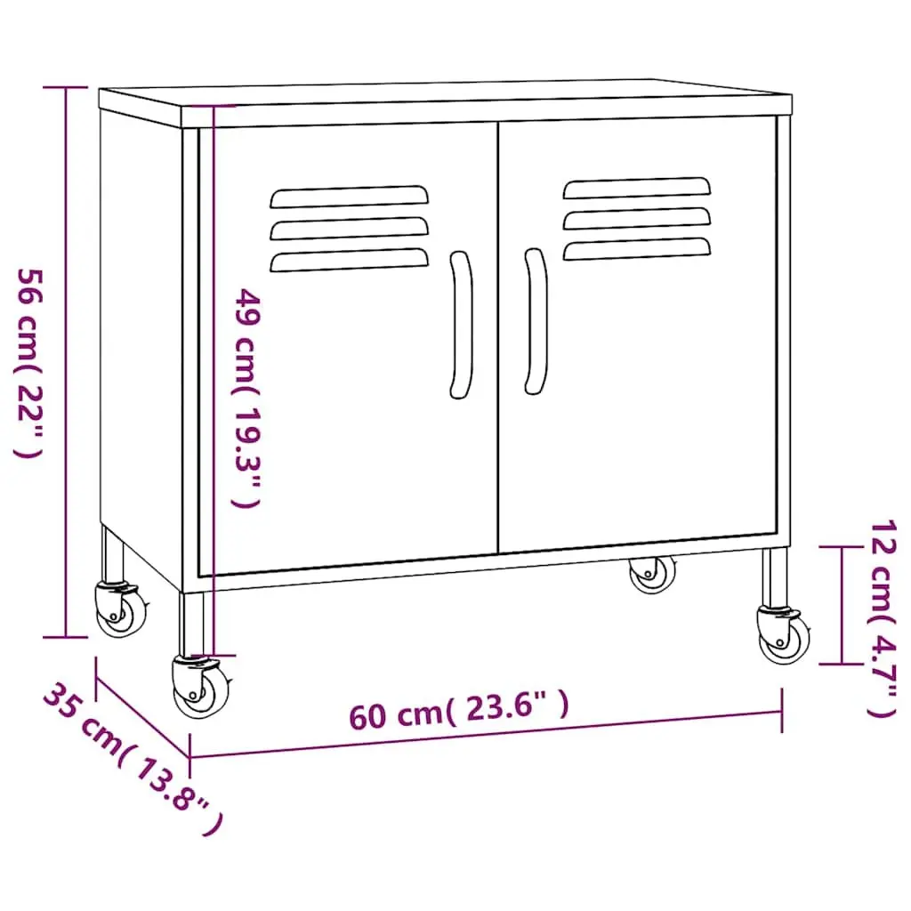 Steel Storage Cabinet 60x35x56cm Black Adjustable Shelf Organizer
