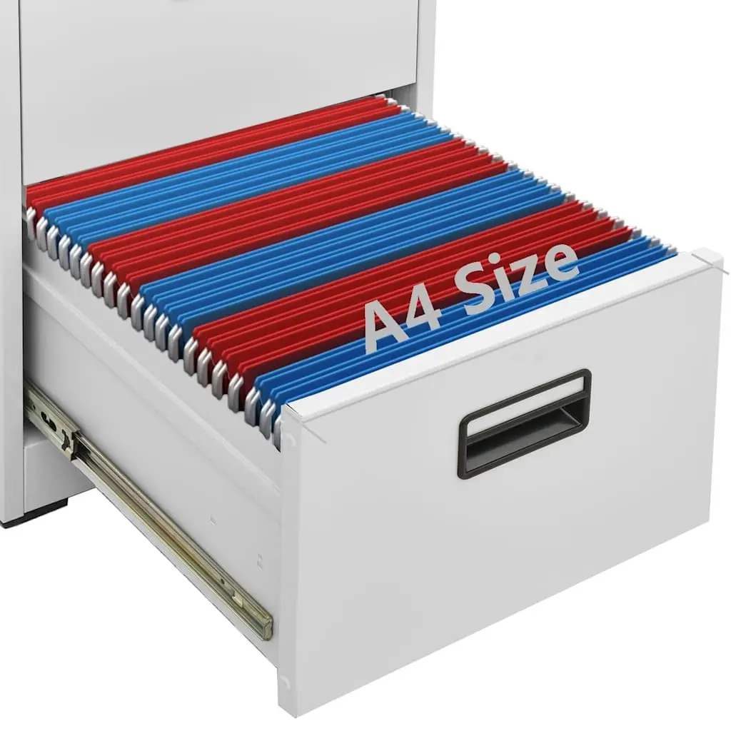Filing Cabinet Light Grey 2 Drawer Steel Storage Organizer Office Furniture