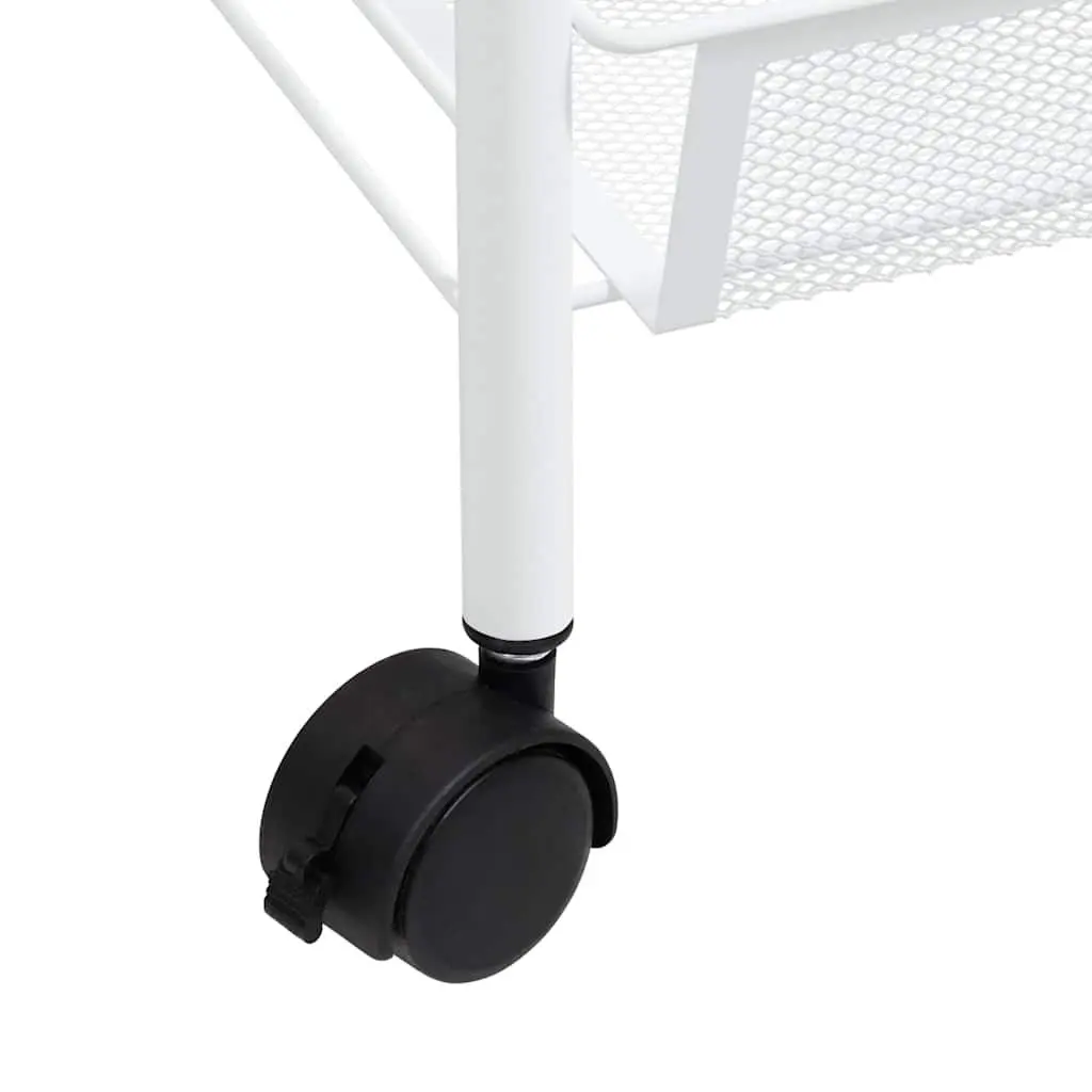 5-Tier Kitchen Trolley Iron White Storage Cart with Removable Mesh Baskets