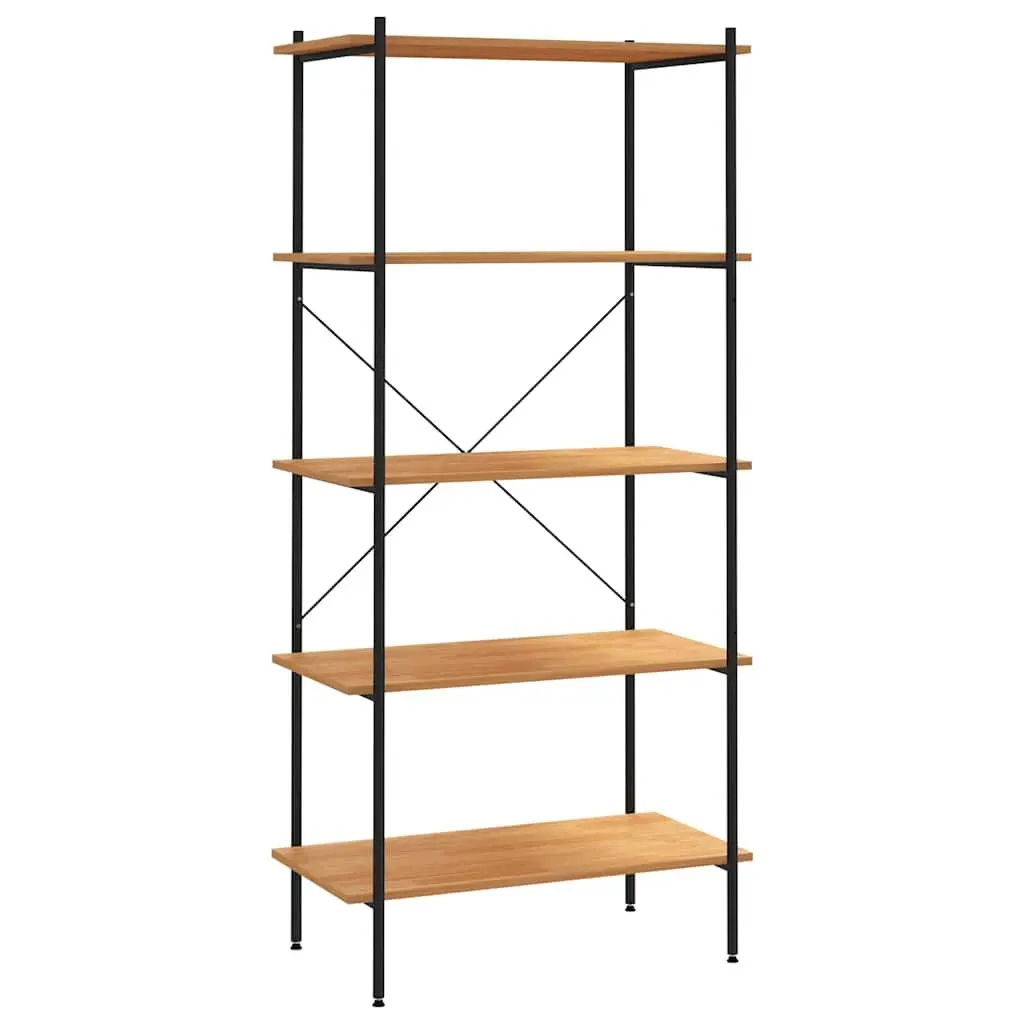 5-Tier Storage Shelf Black Oak Standing Unit Organiser for Home Office Living Room Garage