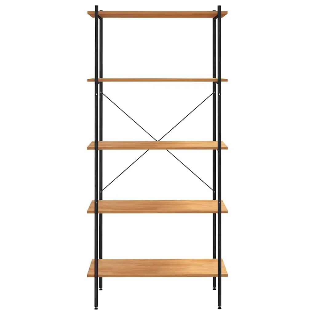 5-Tier Storage Shelf Black Oak Standing Unit Organiser for Home Office Living Room Garage