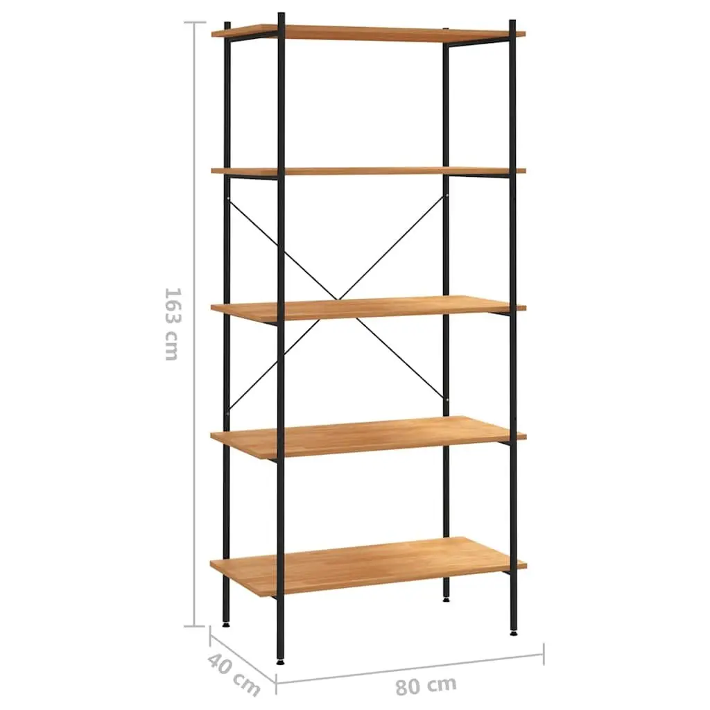 5-Tier Storage Shelf Black Oak Standing Unit Organiser for Home Office Living Room Garage