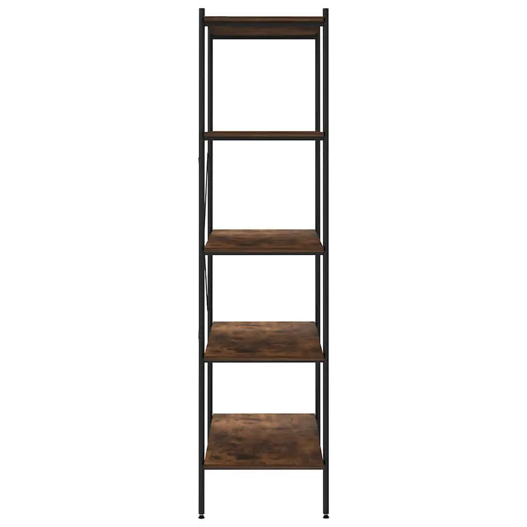 5-Tier Standing Shelving Unit Steel Construction Engineered Wood Shelves Black
