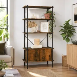 Versatile 5-Tier Shelf with Cabinet for Home & Office