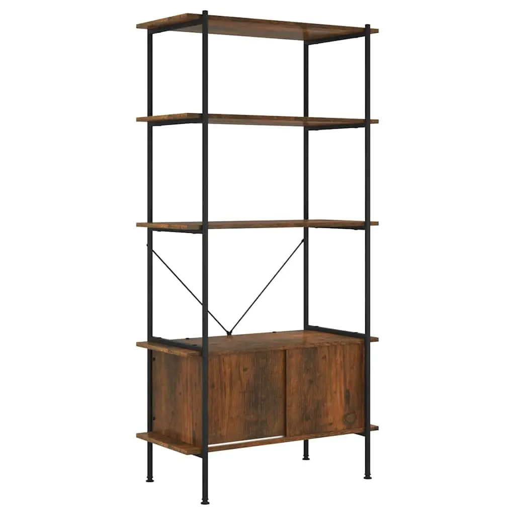 5-Tier Shelving Unit Steel Frame Engineered Wood Brown