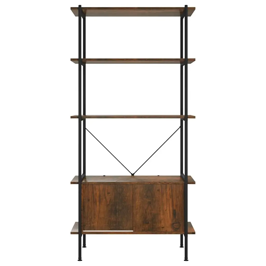 5-Tier Shelving Unit Steel Frame Engineered Wood Brown
