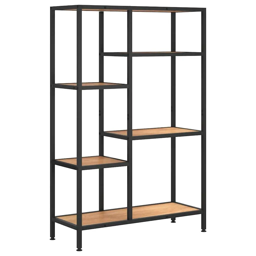 Storage Shelf Unit Steel Frame Brown 80x30x120 cm Bookcase with Multiple Shelves for Home Office Use
