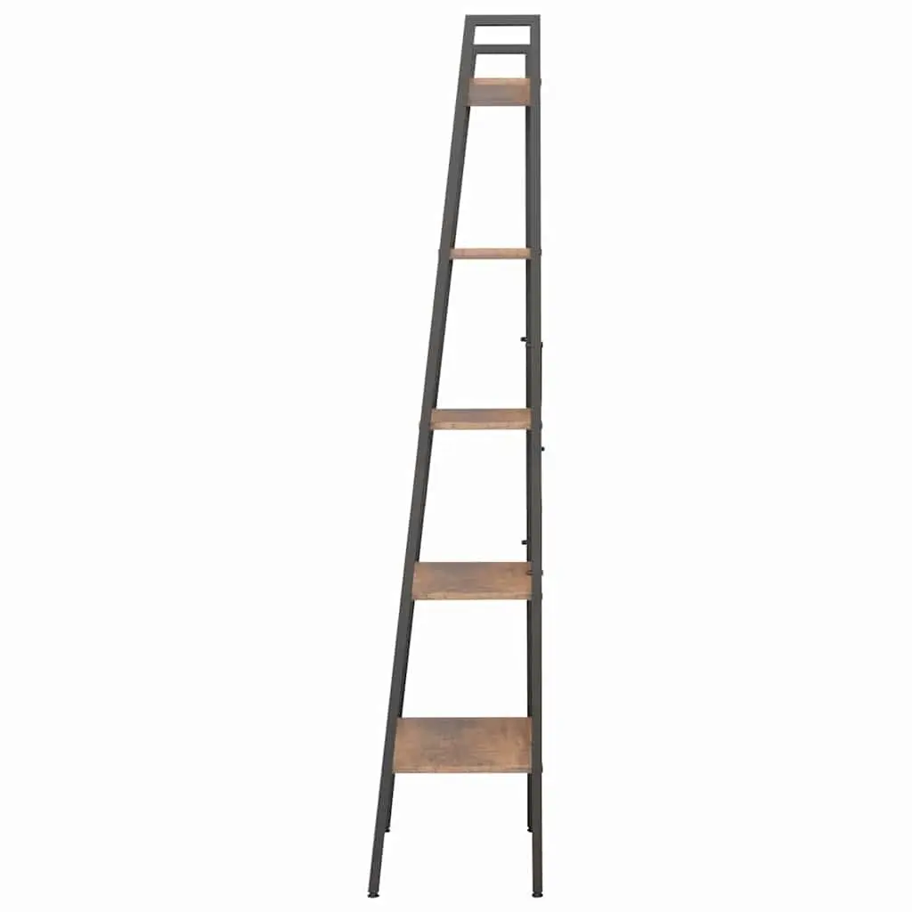 5-Tier Standing Shelf Steel Dark Brown Black Storage Bookcase 56W x 35D x 174H cm