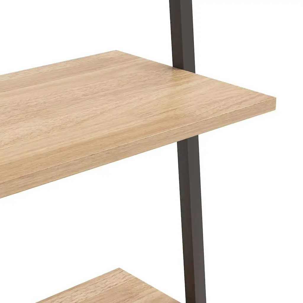 5-Tier Leaning Shelf Steel Frame Brown Black Storage Bookcase
