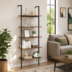 Ideal 5-Tier Leaning Shelf for Home and Office Spaces