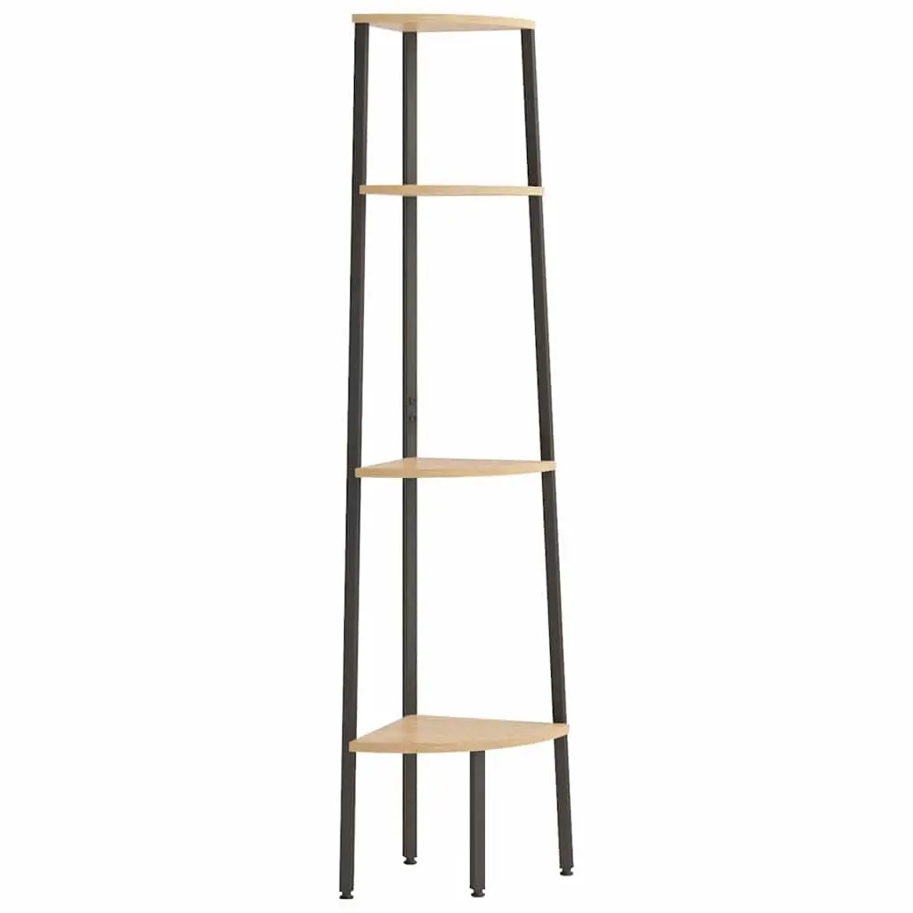 4-Tier Corner Shelf Unit Steel Frame 45.5 x 31.5 x 150 cm Brown and Black