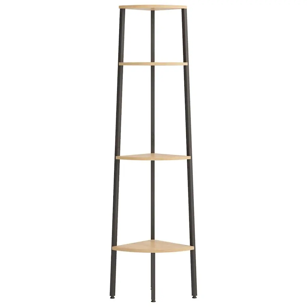 4-Tier Corner Shelf Unit Steel Frame 45.5 x 31.5 x 150 cm Brown and Black