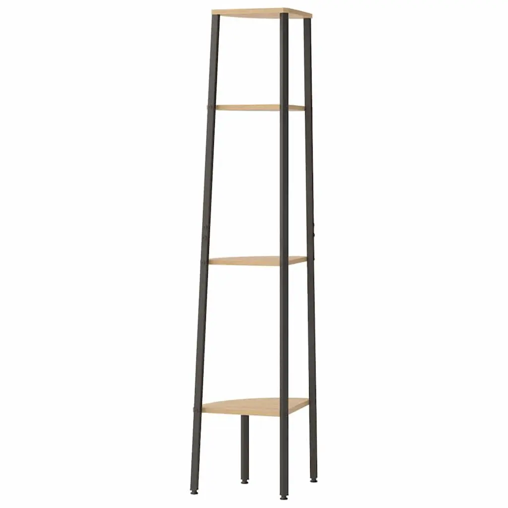 4-Tier Corner Shelf Unit Steel Frame 45.5 x 31.5 x 150 cm Brown and Black