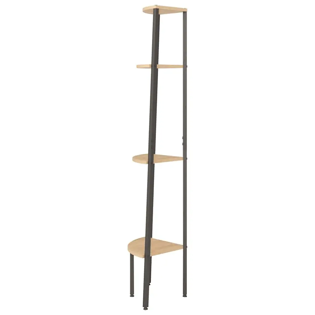 4-Tier Corner Shelf Unit Steel Frame 45.5 x 31.5 x 150 cm Brown and Black