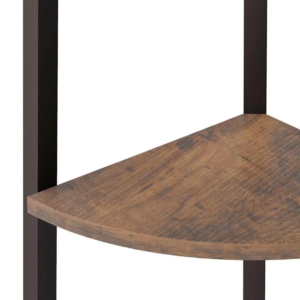 4TierCornerShelfSteelStorageDarkBrownBlack150cmHeightSpaceSavingDesign