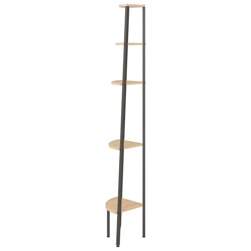 5-Tier Steel Corner Shelf Brown Black Storage Bookcase Shelving Unit