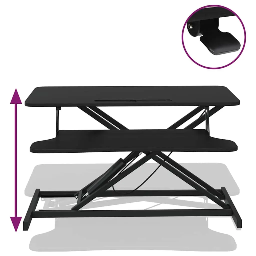 Adjustable Height Workstation Desk Steel Frame 90x40cm Black