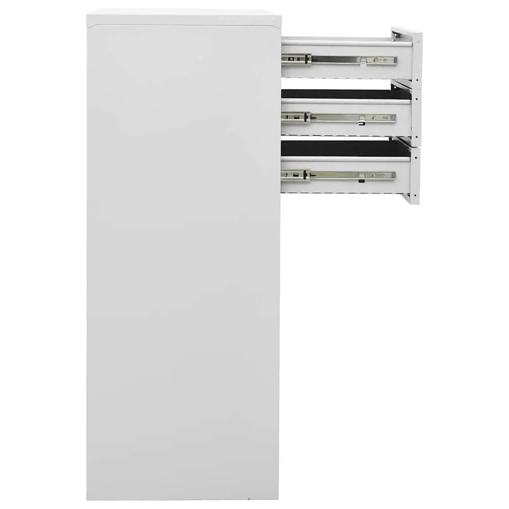 Office Storage Cabinet Steel 90x40x102cm Grey Adjustable Shelf Drawers