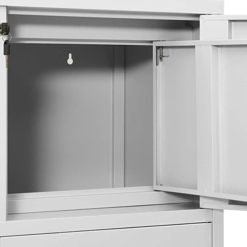 Office Storage Cabinet Steel 90x40x102cm Grey Adjustable Shelf Drawers