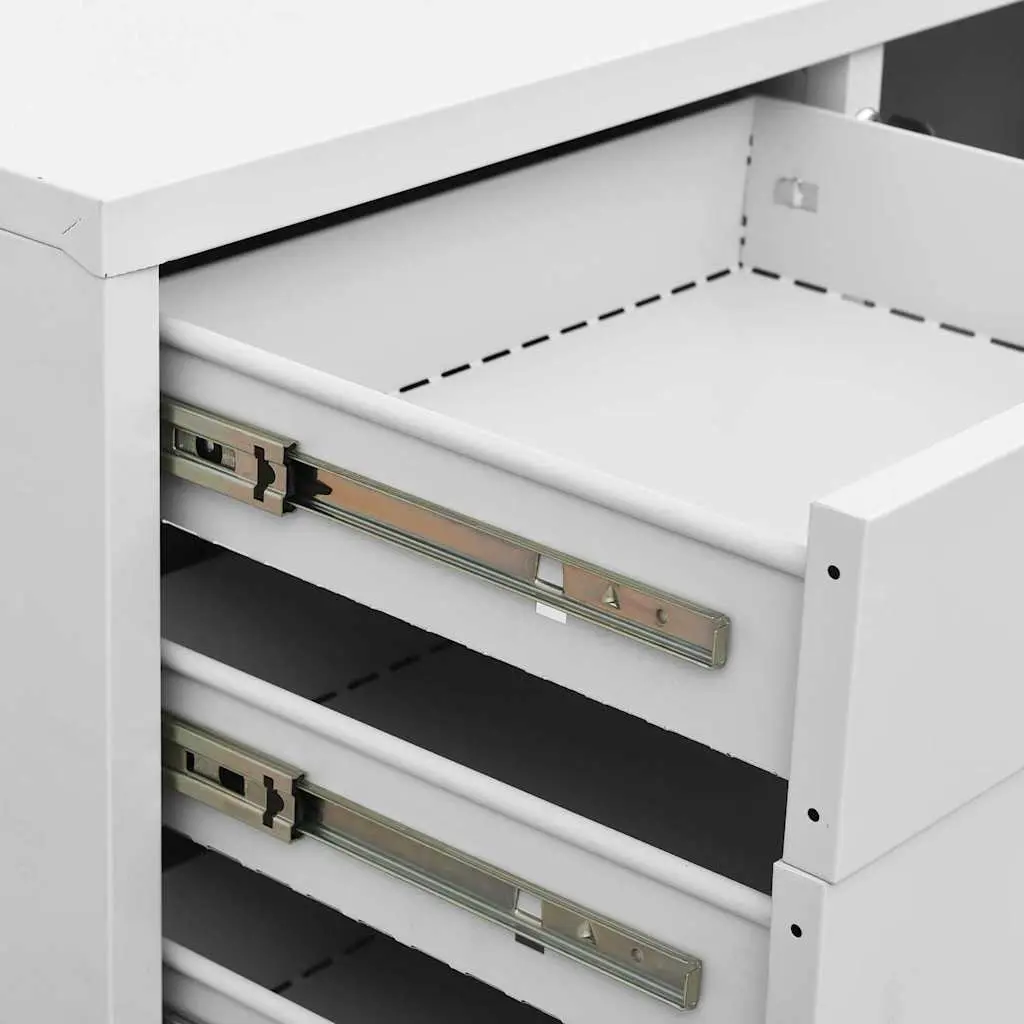 Office Storage Cabinet Steel 90x40x102cm Grey Adjustable Shelf Drawers