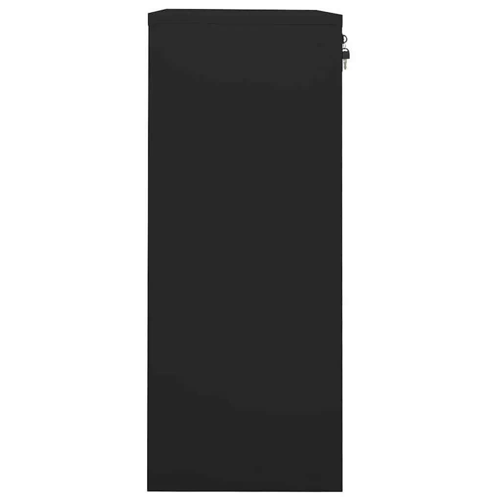 Steel Office Storage Cabinet Black 90x40x102cm Organizer with Adjustable Shelves and Smooth Drawers