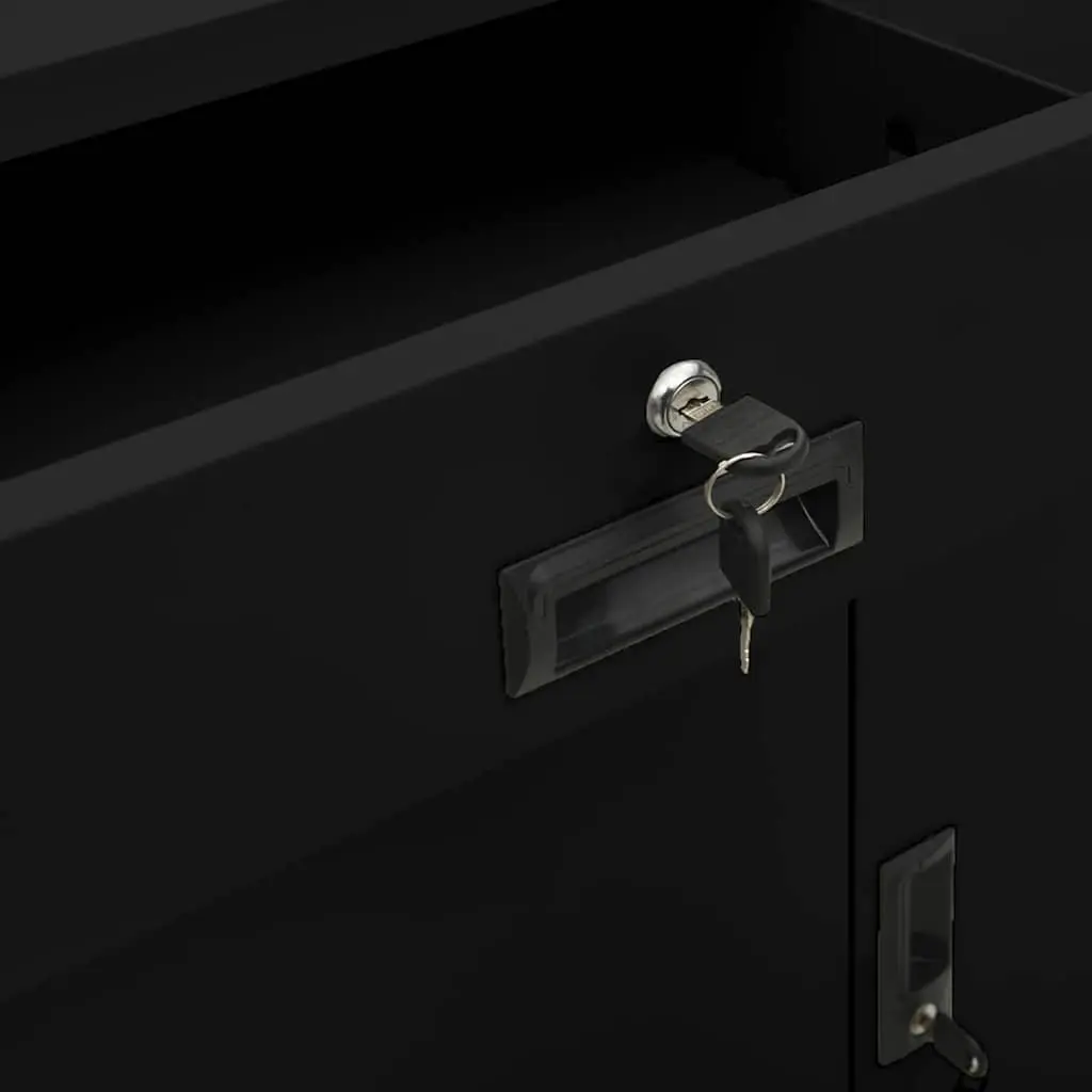 Steel Office Storage Cabinet Black 90x40x102cm Organizer with Adjustable Shelves and Smooth Drawers