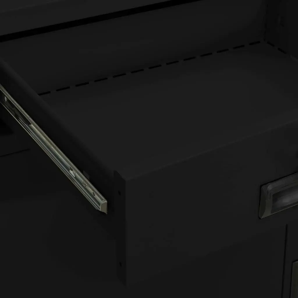 Steel Office Storage Cabinet Black 90x40x102cm Organizer with Adjustable Shelves and Smooth Drawers