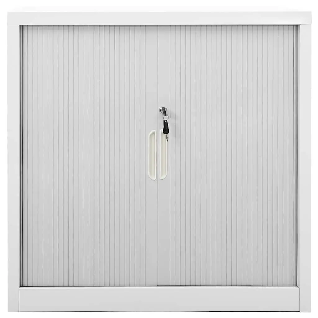 Grey Steel Sliding Door Storage Cabinet with Adjustable Shelves 90x40x90cm