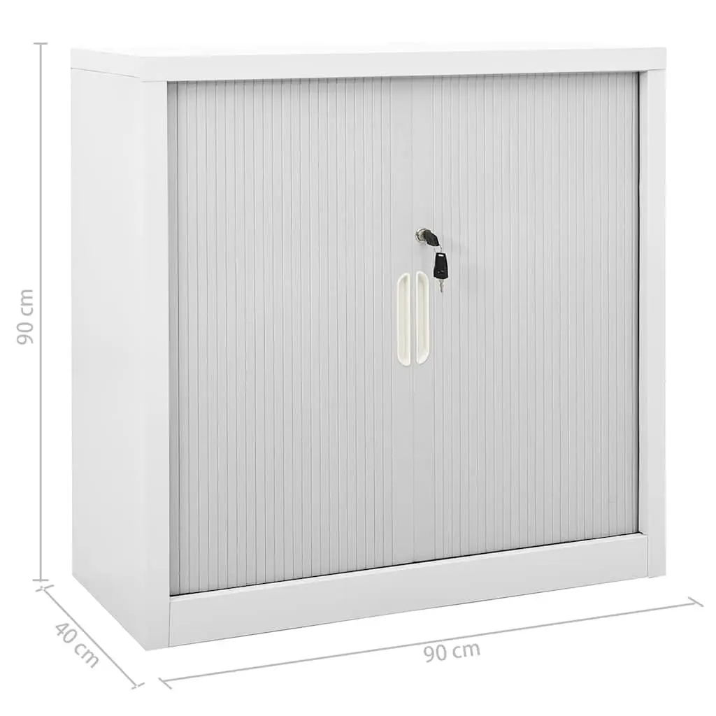Grey Steel Sliding Door Storage Cabinet with Adjustable Shelves 90x40x90cm