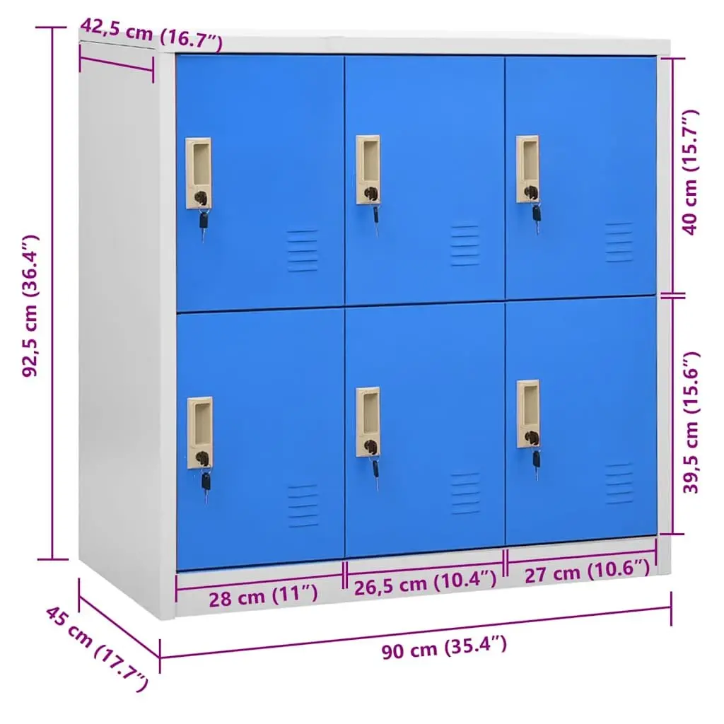 Locker Cabinet Storage Organiser Steel Blue Modern Design Office School Home