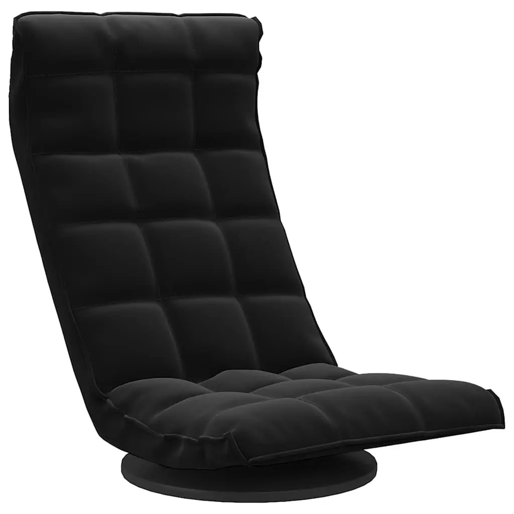 Swivel Floor Chair Metal Frame Black Velvet Padded Foam 5-Angle Adjustable