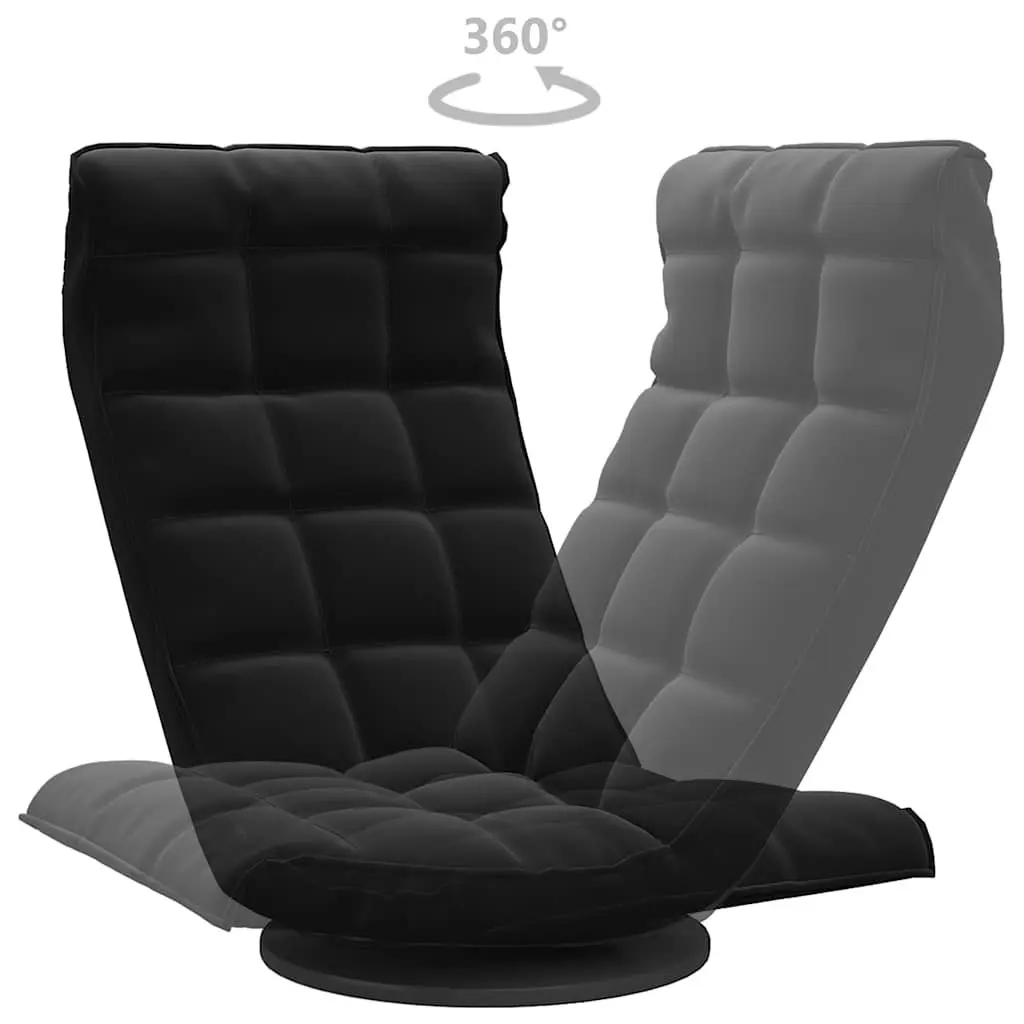 Swivel Floor Chair Metal Frame Black Velvet Padded Foam 5-Angle Adjustable