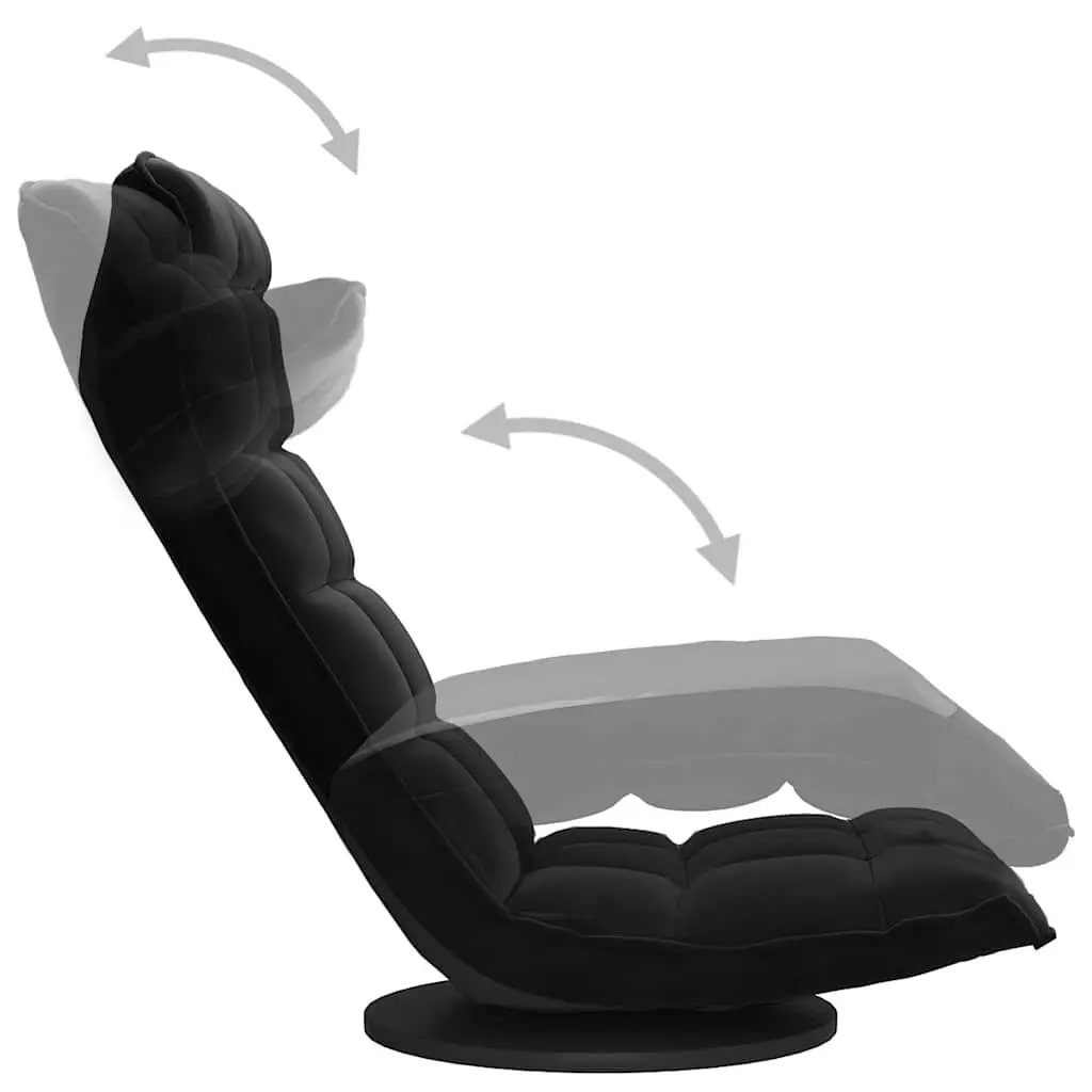 Swivel Floor Chair Metal Frame Black Velvet Padded Foam 5-Angle Adjustable