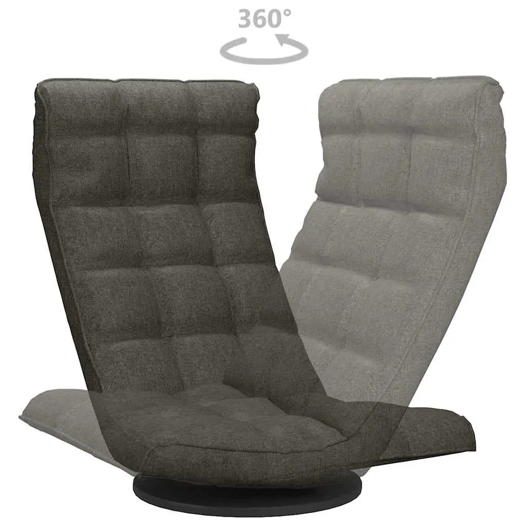 Swivel Floor Chair Grey Fabric Padded Lounger Gaming Meditation 5-Angle Foldable