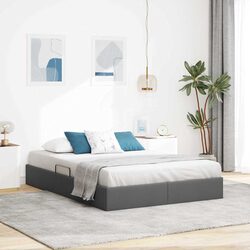 Practical Grey Fabric Storage Bed 137x190cm for Everyday Use