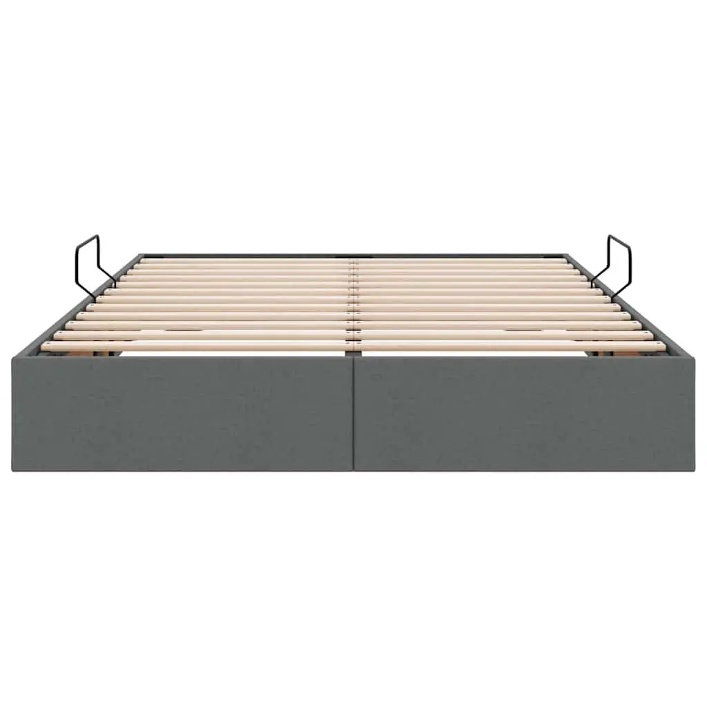 Storage Bed Metal Frame 137x190cm Dark Grey Fabric Hydraulic Lift Bedroom Furniture