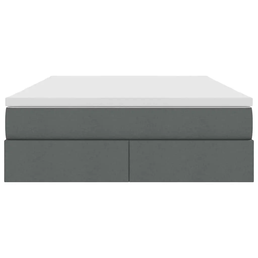 Storage Bed with Mattress Metal Frame Polyester Cover 152 x 203 cm Grey