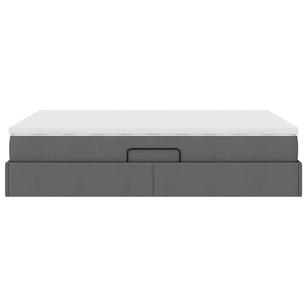 Storage Bed with Mattress Metal Frame Polyester Cover 152 x 203 cm Grey