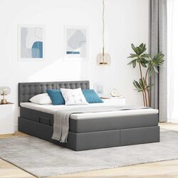 Practical Storage Bed with Mattress and LED Lighting 137x190cm